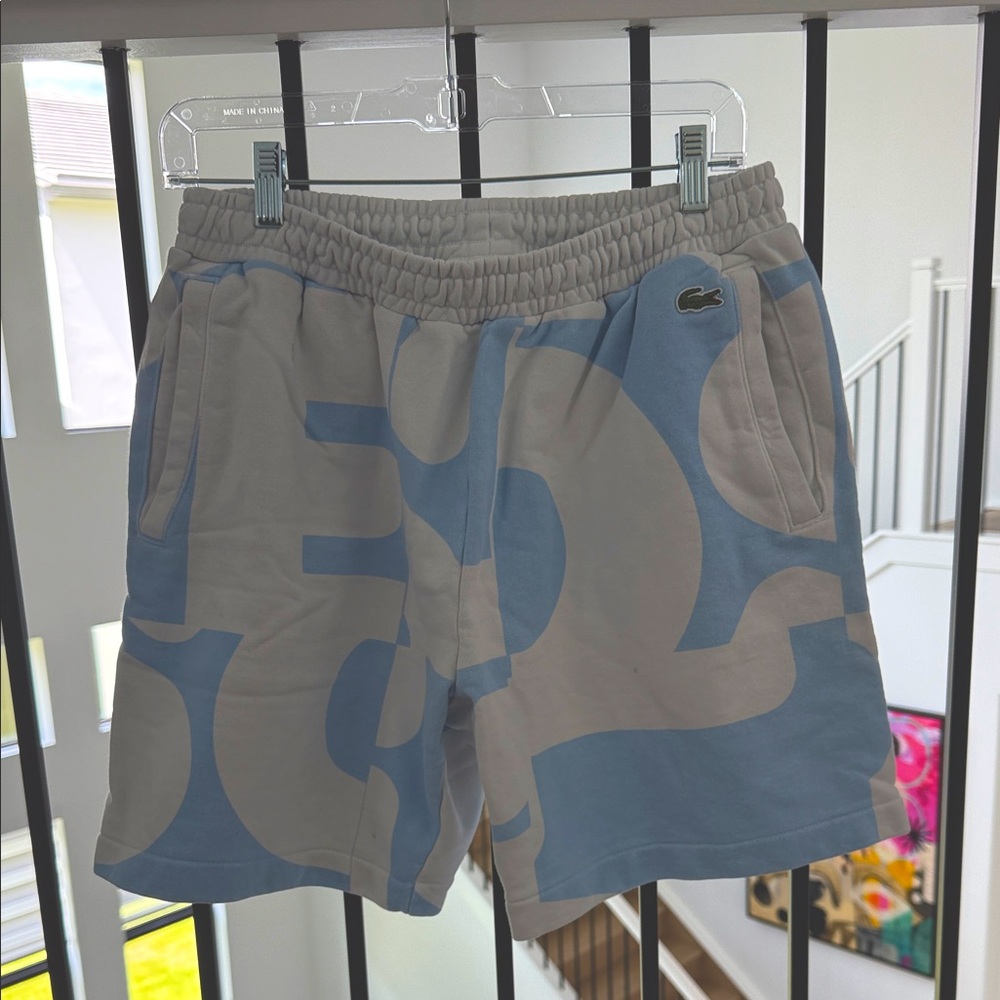 Men’s Lacoste Blue and White Graphic Shorts